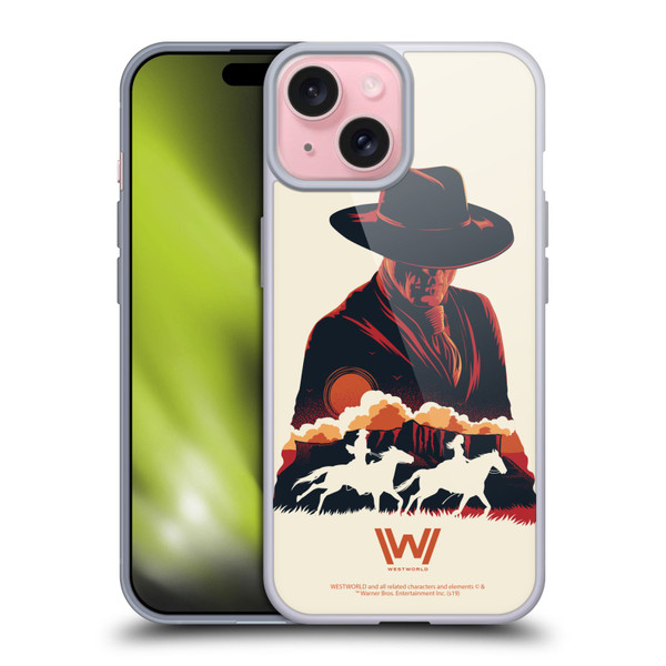 Westworld Graphics Man In Black Soft Gel Case for Apple iPhone 15