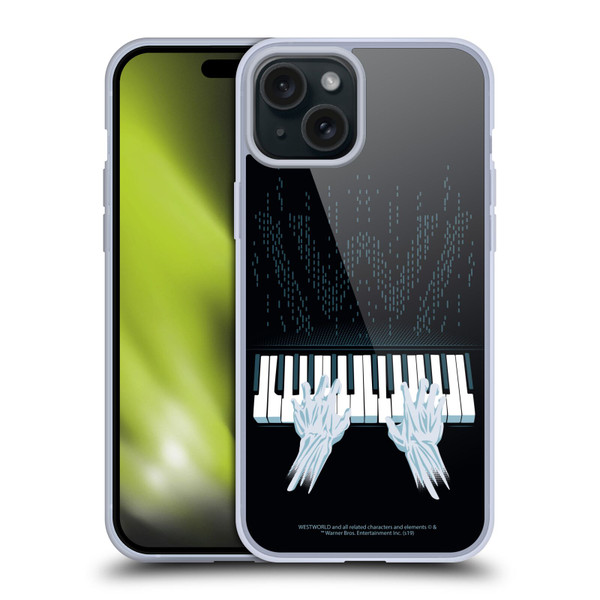 Westworld Graphics Piano Soft Gel Case for Apple iPhone 15 Plus