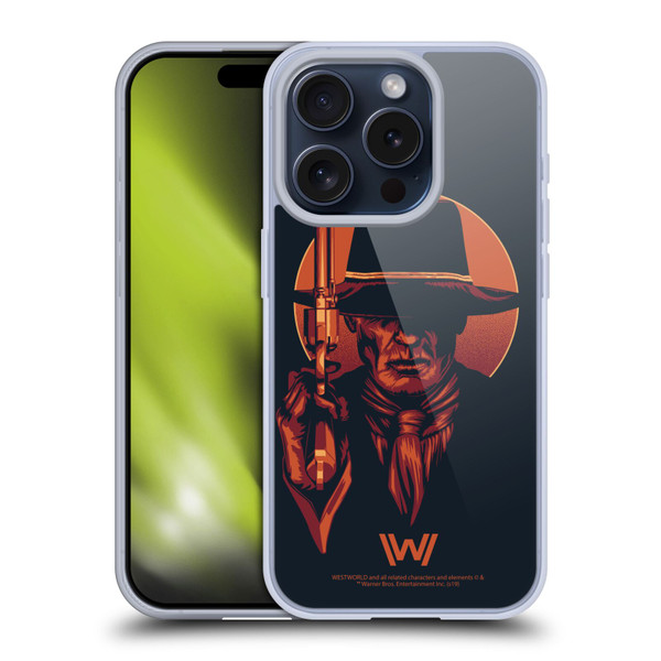 Westworld Graphics Man In Black 2 Soft Gel Case for Apple iPhone 15 Pro