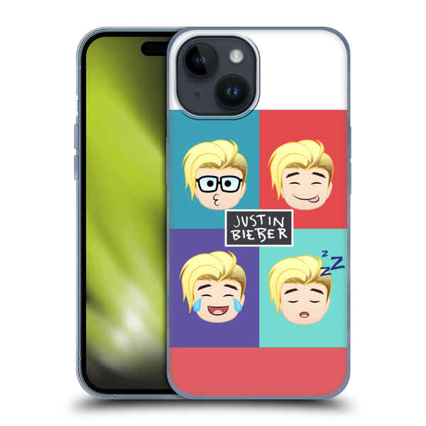 Justin Bieber Justmojis Cute Faces Soft Gel Case for Apple iPhone 15