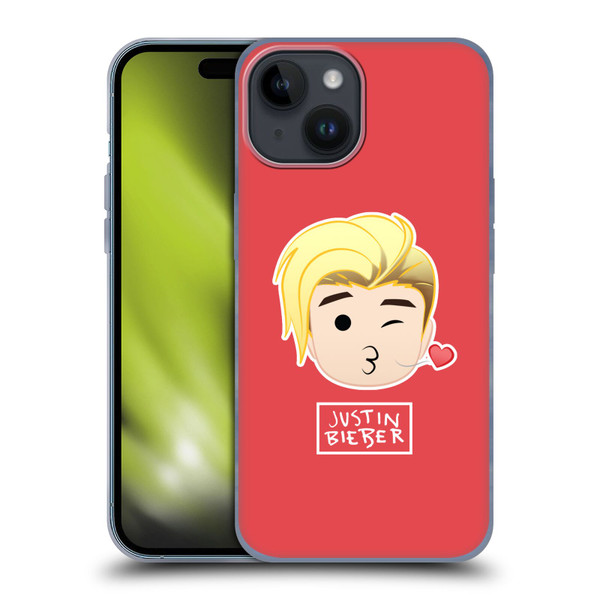 Justin Bieber Justmojis Kiss Soft Gel Case for Apple iPhone 15