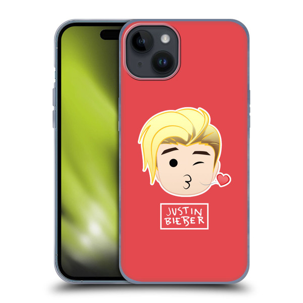 Justin Bieber Justmojis Kiss Soft Gel Case for Apple iPhone 15 Plus