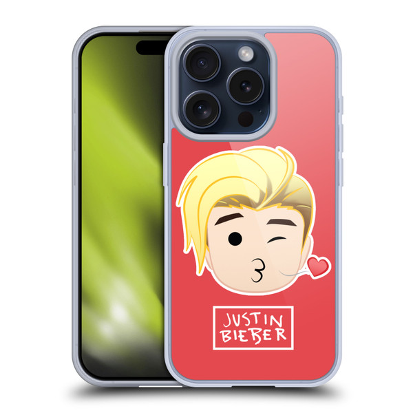 Justin Bieber Justmojis Kiss Soft Gel Case for Apple iPhone 15 Pro