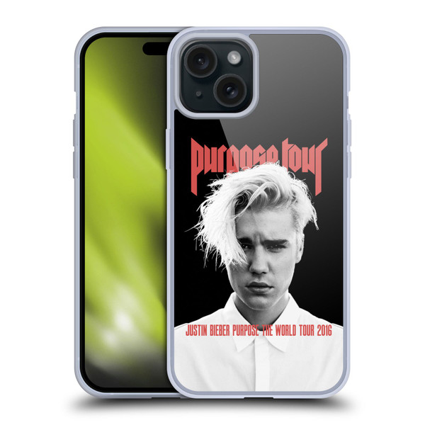Justin Bieber Tour Merchandise Purpose Poster Soft Gel Case for Apple iPhone 15 Plus