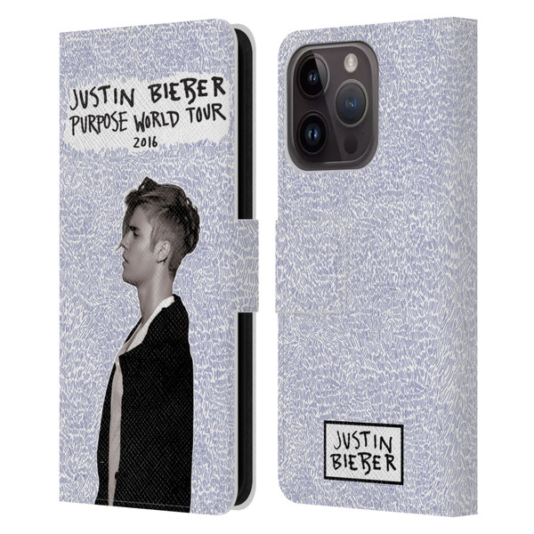 Justin Bieber Purpose World Tour 2016 Leather Book Wallet Case Cover For Apple iPhone 15 Pro