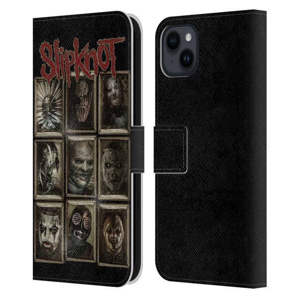 Slipknot Key Art Covered Faces Leather Book Wallet Case Cover For Apple iPhone 15 Plus