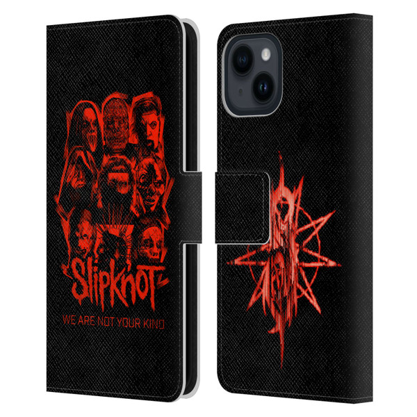 Slipknot We Are Not Your Kind Red Patch Leather Book Wallet Case Cover For Apple iPhone 15