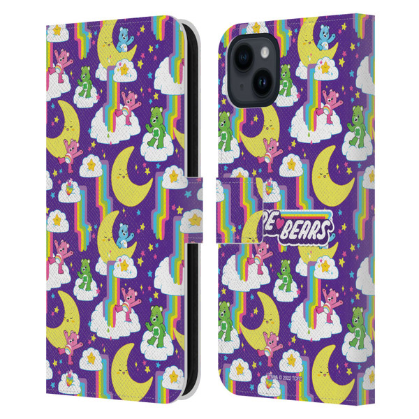 Care Bears 40th Anniversary Rainbow Falls Leather Book Wallet Case Cover For Apple iPhone 15 Plus
