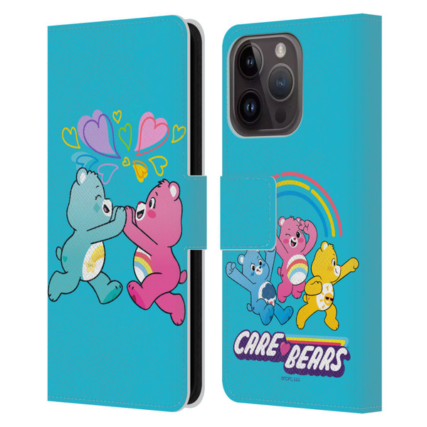 Care Bears Characters Funshine, Cheer And Grumpy Group 2 Leather Book Wallet Case Cover For Apple iPhone 15 Pro