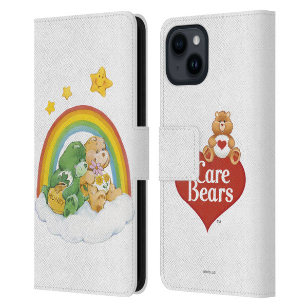Care Bears Classic Rainbow 2 Leather Book Wallet Case Cover For Apple iPhone 15