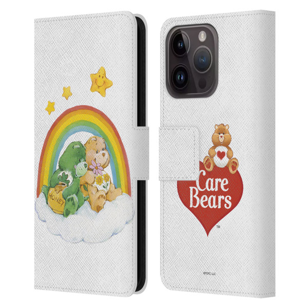 Care Bears Classic Rainbow 2 Leather Book Wallet Case Cover For Apple iPhone 15 Pro