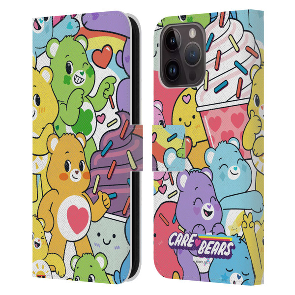 Care Bears Sweet And Savory Character Pattern Leather Book Wallet Case Cover For Apple iPhone 15 Pro Max
