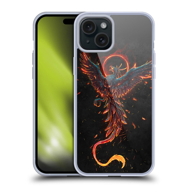 Christos Karapanos Mythical Art Black Phoenix Soft Gel Case for Apple iPhone 15 Plus