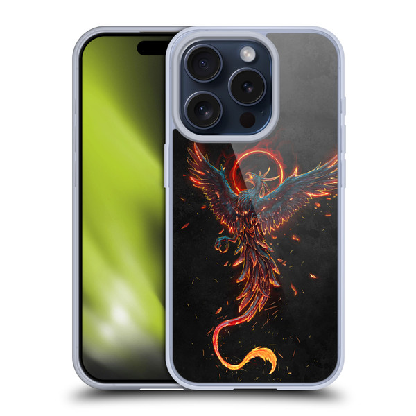 Christos Karapanos Mythical Art Black Phoenix Soft Gel Case for Apple iPhone 15 Pro