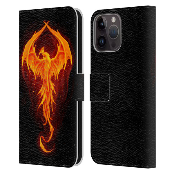 Christos Karapanos Dark Hours Dragon Phoenix Leather Book Wallet Case Cover For Apple iPhone 15 Pro Max