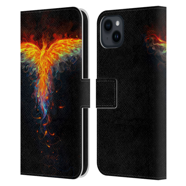Christos Karapanos Phoenix 2 Bird 3 Leather Book Wallet Case Cover For Apple iPhone 15 Plus