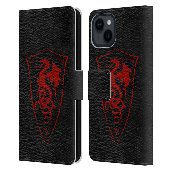 Christos Karapanos Shield Dragon Leather Book Wallet Case Cover For Apple iPhone 15