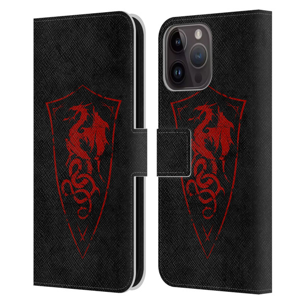 Christos Karapanos Shield Dragon Leather Book Wallet Case Cover For Apple iPhone 15 Pro Max