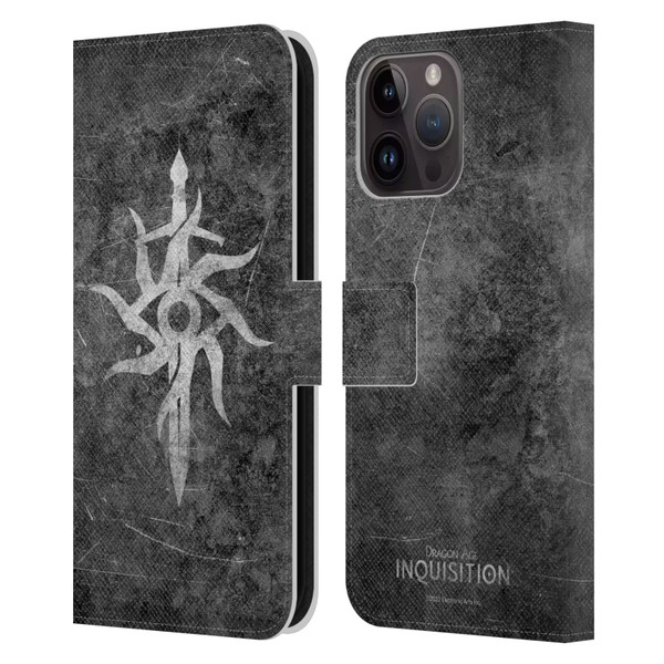 EA Bioware Dragon Age Inquisition Graphics Distressed Symbol Leather Book Wallet Case Cover For Apple iPhone 15 Pro Max
