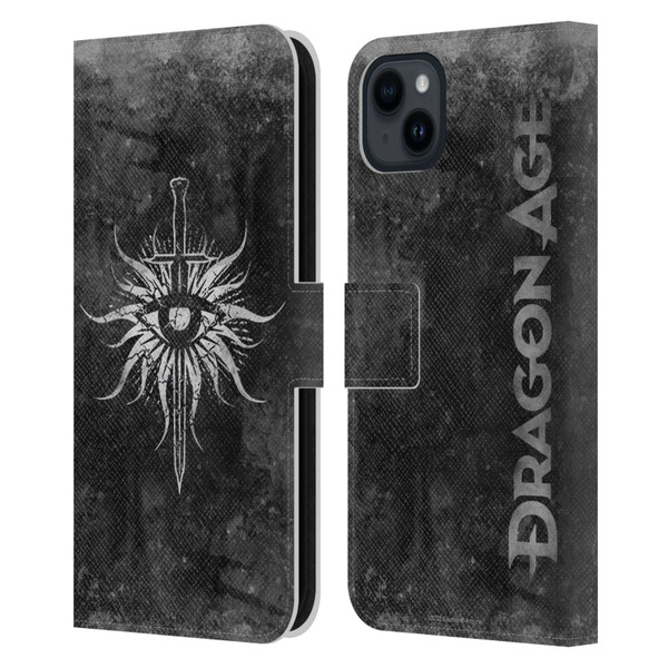 EA Bioware Dragon Age Heraldry Inquisition Distressed Leather Book Wallet Case Cover For Apple iPhone 15 Plus