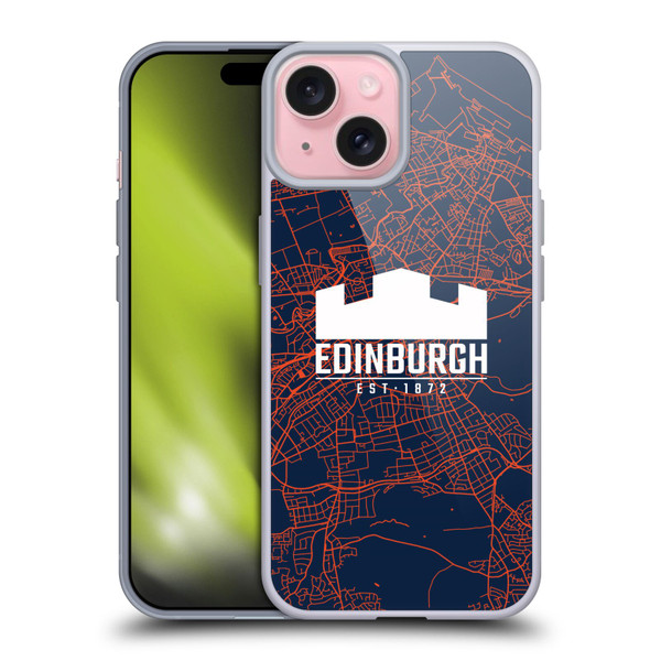 Edinburgh Rugby Graphics Map Soft Gel Case for Apple iPhone 15