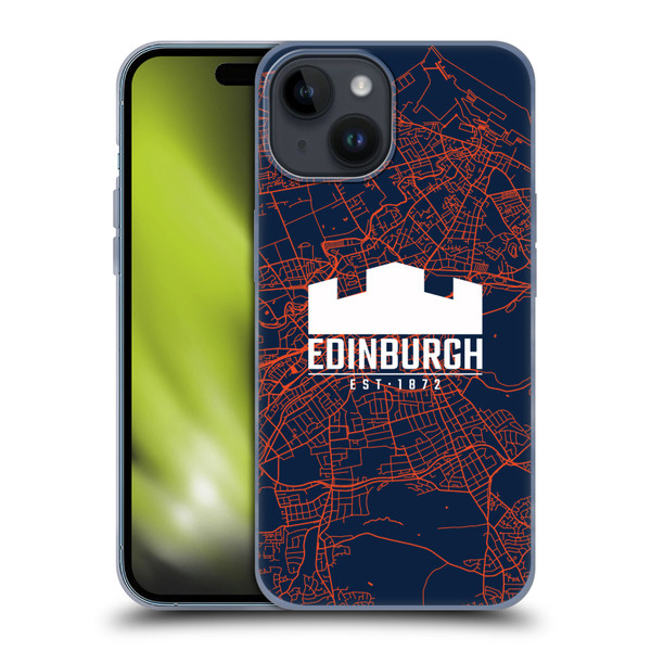 Edinburgh Rugby Graphics Map Soft Gel Case for Apple iPhone 15