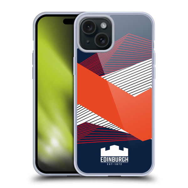 Edinburgh Rugby Graphics Shapes Soft Gel Case for Apple iPhone 15 Plus