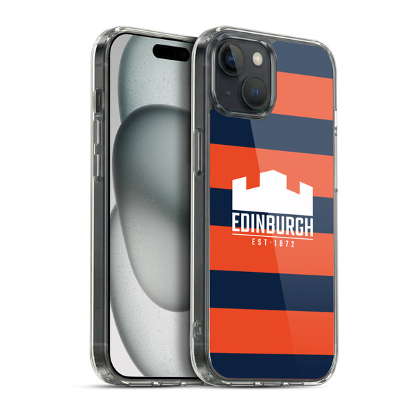 Edinburgh Rugby Graphics Stripes Soft Gel Case for Apple iPhone 15 Plus & MagSafe