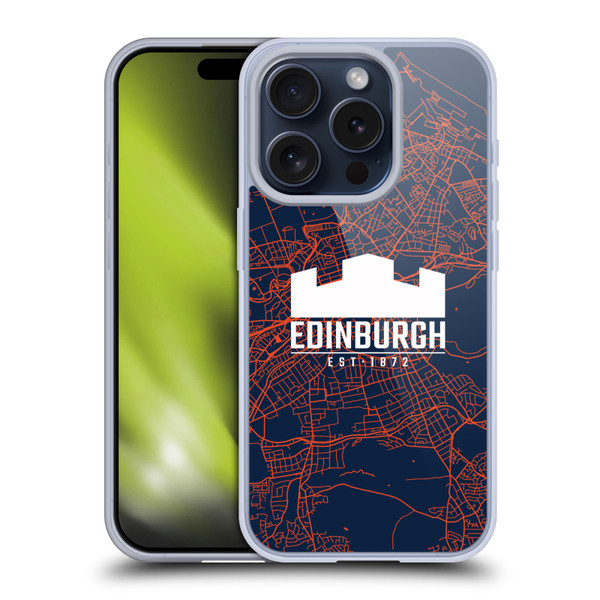 Edinburgh Rugby Graphics Map Soft Gel Case for Apple iPhone 15 Pro