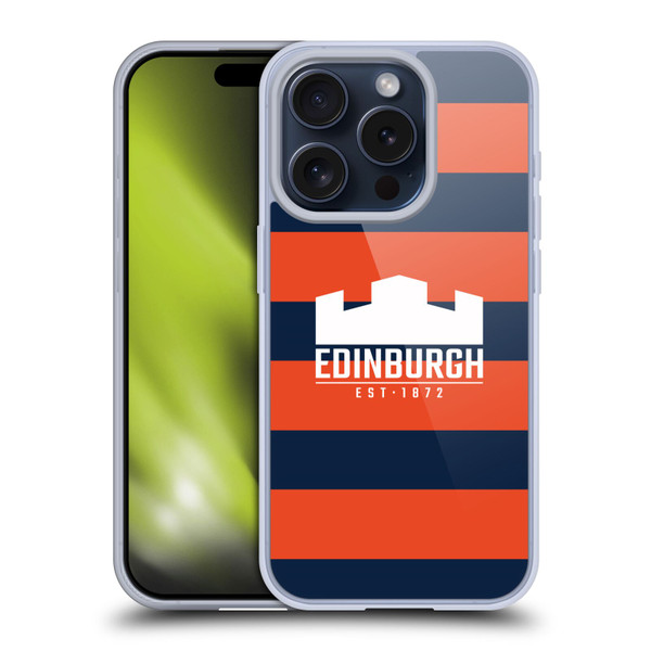 Edinburgh Rugby Graphics Stripes Soft Gel Case for Apple iPhone 15 Pro