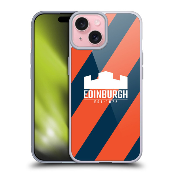 Edinburgh Rugby Logo Art Diagonal Stripes Soft Gel Case for Apple iPhone 15