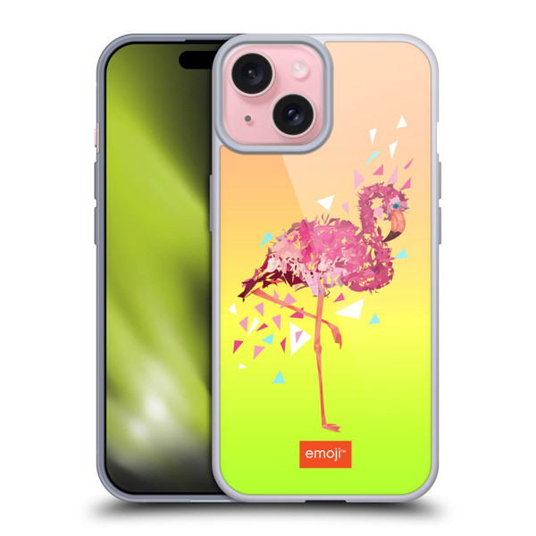 emoji® Polygon Flamingo Soft Gel Case for Apple iPhone 15