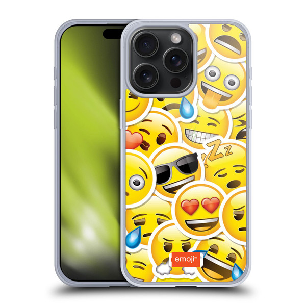emoji® Smileys Sticker Soft Gel Case for Apple iPhone 15 Pro Max