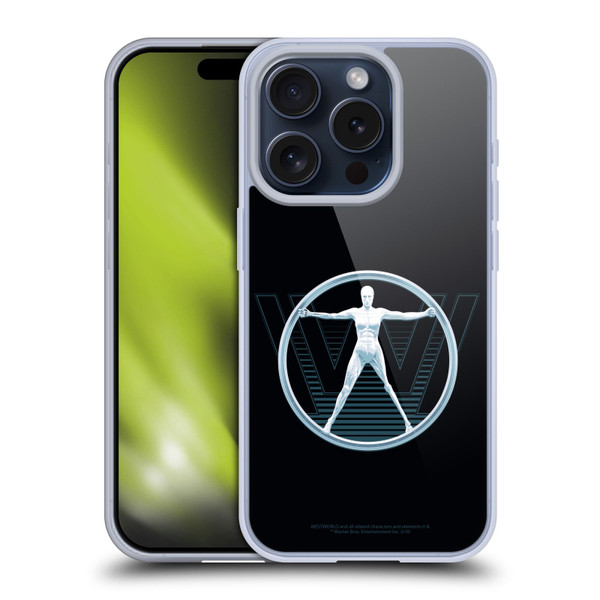Westworld Logos The Vitruvian Man Soft Gel Case for Apple iPhone 15 Pro