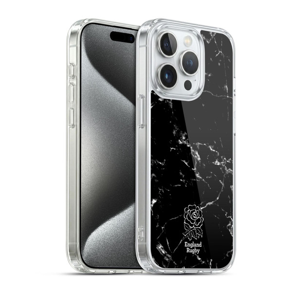 England Rugby Union Marble Black Soft Gel Case for Apple iPhone 15 Pro & MagSafe