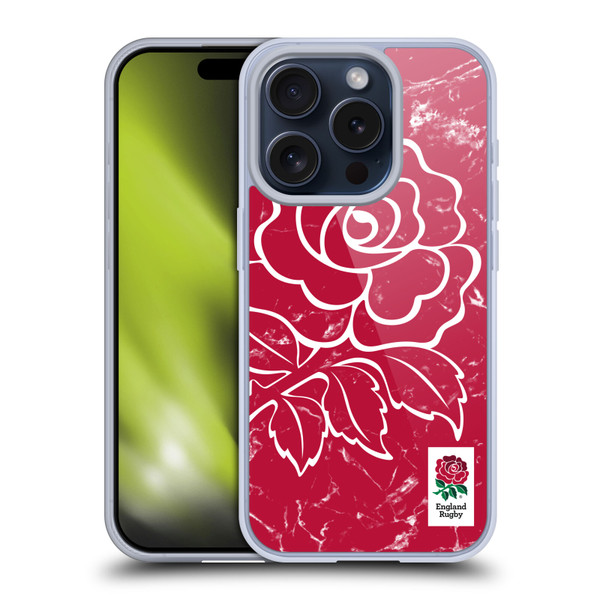 England Rugby Union Marble Red Soft Gel Case for Apple iPhone 15 Pro