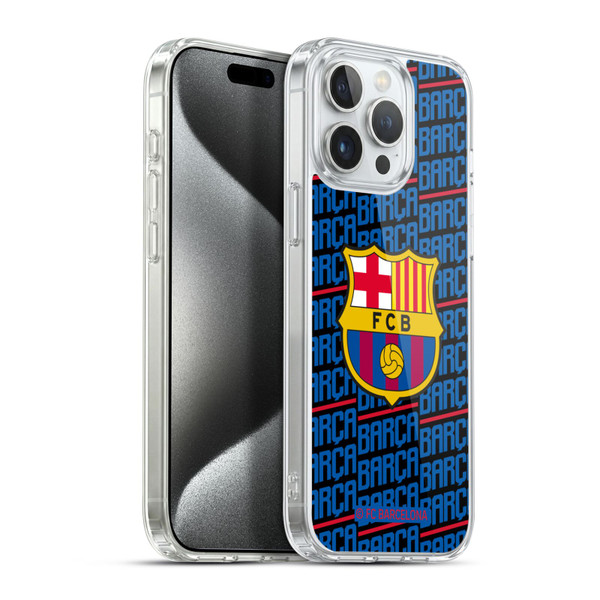 FC Barcelona Crest Patterns Barca Soft Gel Case for Apple iPhone 15 Pro Max & MagSafe