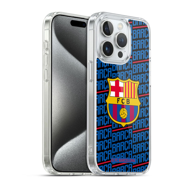 FC Barcelona Crest Patterns Barca Soft Gel Case for Apple iPhone 15 Pro & MagSafe