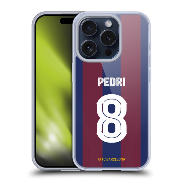 FC Barcelona 2023/24 Players Home Kit Pedri Soft Gel Case for Apple iPhone 15 Pro