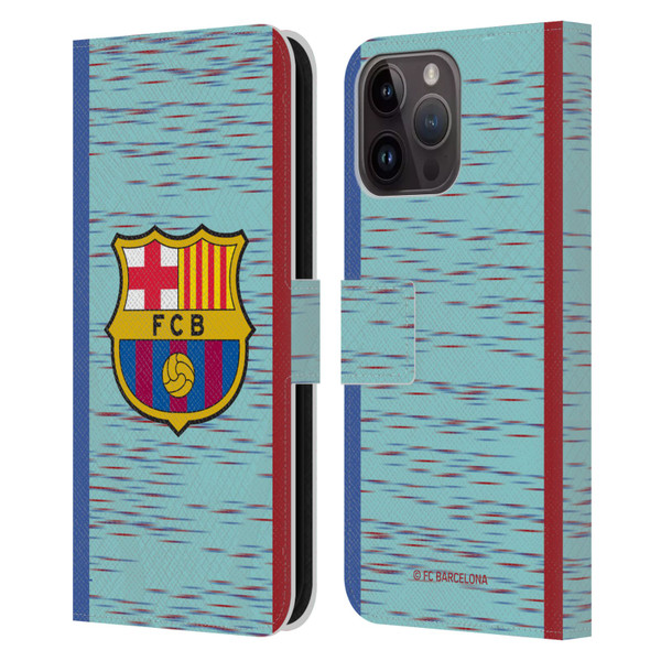 FC Barcelona 2023/24 Crest Kit Third Leather Book Wallet Case Cover For Apple iPhone 15 Pro Max