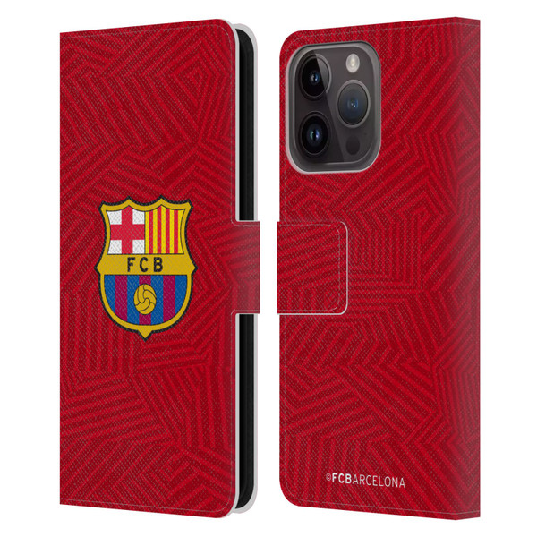 FC Barcelona Crest Red Leather Book Wallet Case Cover For Apple iPhone 15 Pro