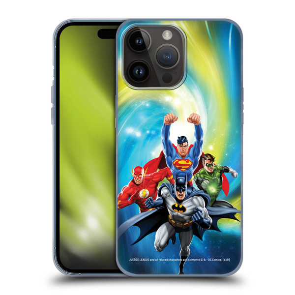 Justice League DC Comics Airbrushed Heroes Galaxy Soft Gel Case for Apple iPhone 15 Pro Max