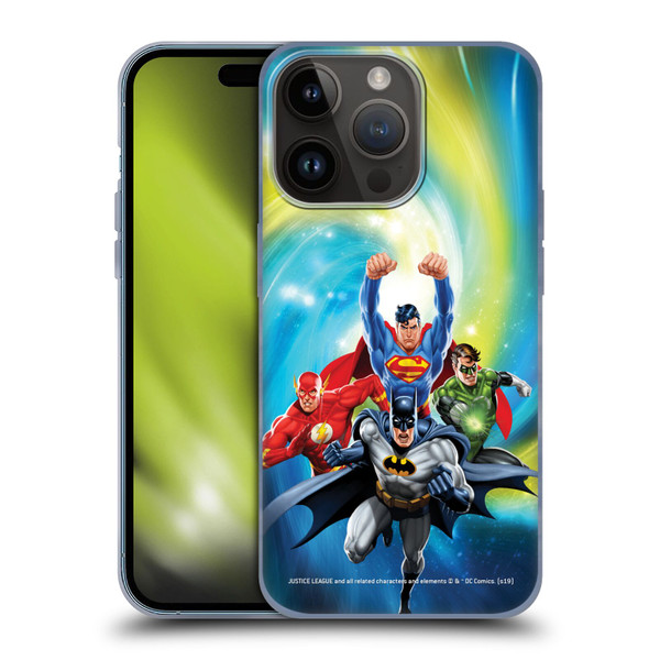 Justice League DC Comics Airbrushed Heroes Galaxy Soft Gel Case for Apple iPhone 15 Pro
