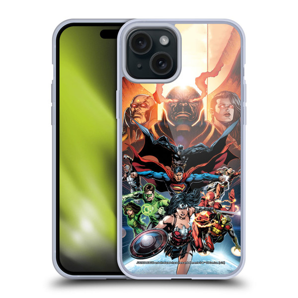 Justice League DC Comics Comic Book Covers #10 Darkseid War Soft Gel Case for Apple iPhone 15 Plus