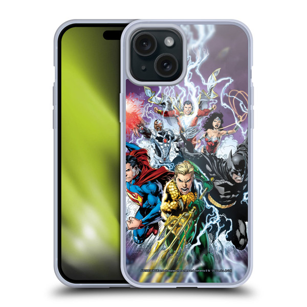 Justice League DC Comics Comic Book Covers New 52 #15 Soft Gel Case for Apple iPhone 15 Plus