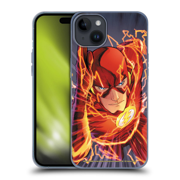 Justice League DC Comics The Flash Comic Book Cover Vol 1 Move Forward Soft Gel Case for Apple iPhone 15 Plus
