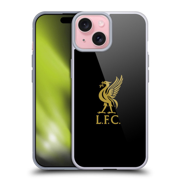Liverpool Football Club Liver Bird Gold Logo On Black Soft Gel Case for Apple iPhone 15