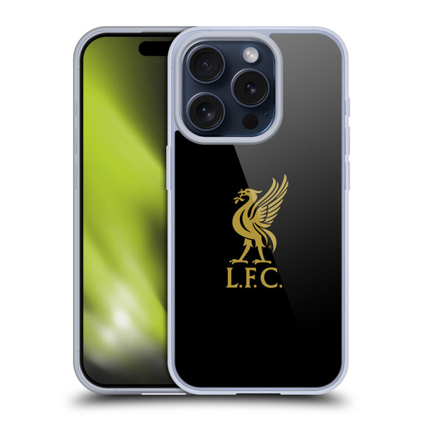 Liverpool Football Club Liver Bird Gold Logo On Black Soft Gel Case for Apple iPhone 15 Pro