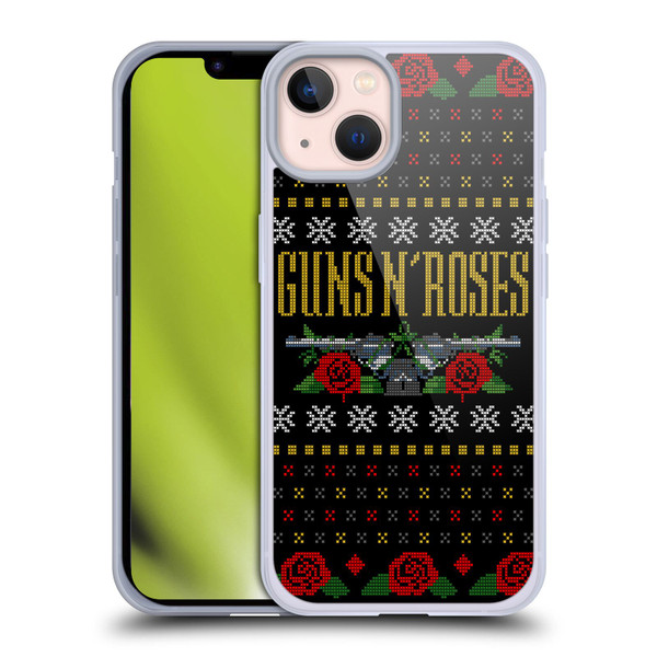 Guns N' Roses Christmas Text Logo Pistol Soft Gel Case for Apple iPhone 13
