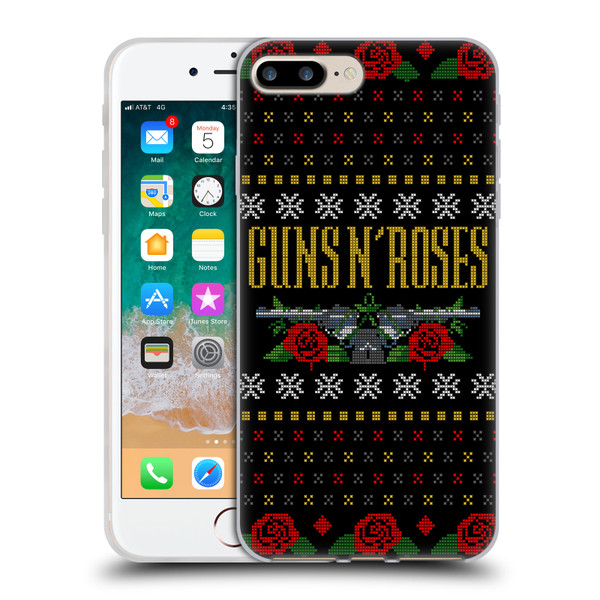 Guns N' Roses Christmas Text Logo Pistol Soft Gel Case for Apple iPhone 7 Plus / iPhone 8 Plus